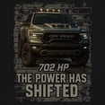 thumbnail image 3 of The Power Has Shifted T-shirt 702HP American Pickup Truck Offroad Muscle 4x4 High Torque Built For Power Men's Tee, 3 of 7