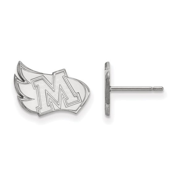 14k White Gold LogoArt Official Licensed Collegiate Meredith College (MC) Small Post Earrings