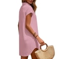 thumbnail image 7 of TRUNZI Beach Cover Ups for Women Short Sleeve V Neck Flowy Loose Fit Lightweight Bathsuit Swimwear Dresses Pink S, 7 of 7