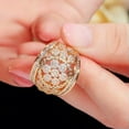 thumbnail image 4 of Gorgeous Micro Pave African Cubic Zircon Flower Dubai Gold Plated Big Ring Gift, 4 of 9