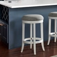 thumbnail image 2 of New Ridge Home Goods Avery 25in. Counter-Height Wood Backless Barstool with Upholstered Grey Swivel Seat, White Frame, 2 of 3