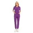 thumbnail image 1 of Hauts+pantalons à Manches Courtes Col en V pour Femmes Uniforme de Travail Infirmier avec Poche, 1 of 2