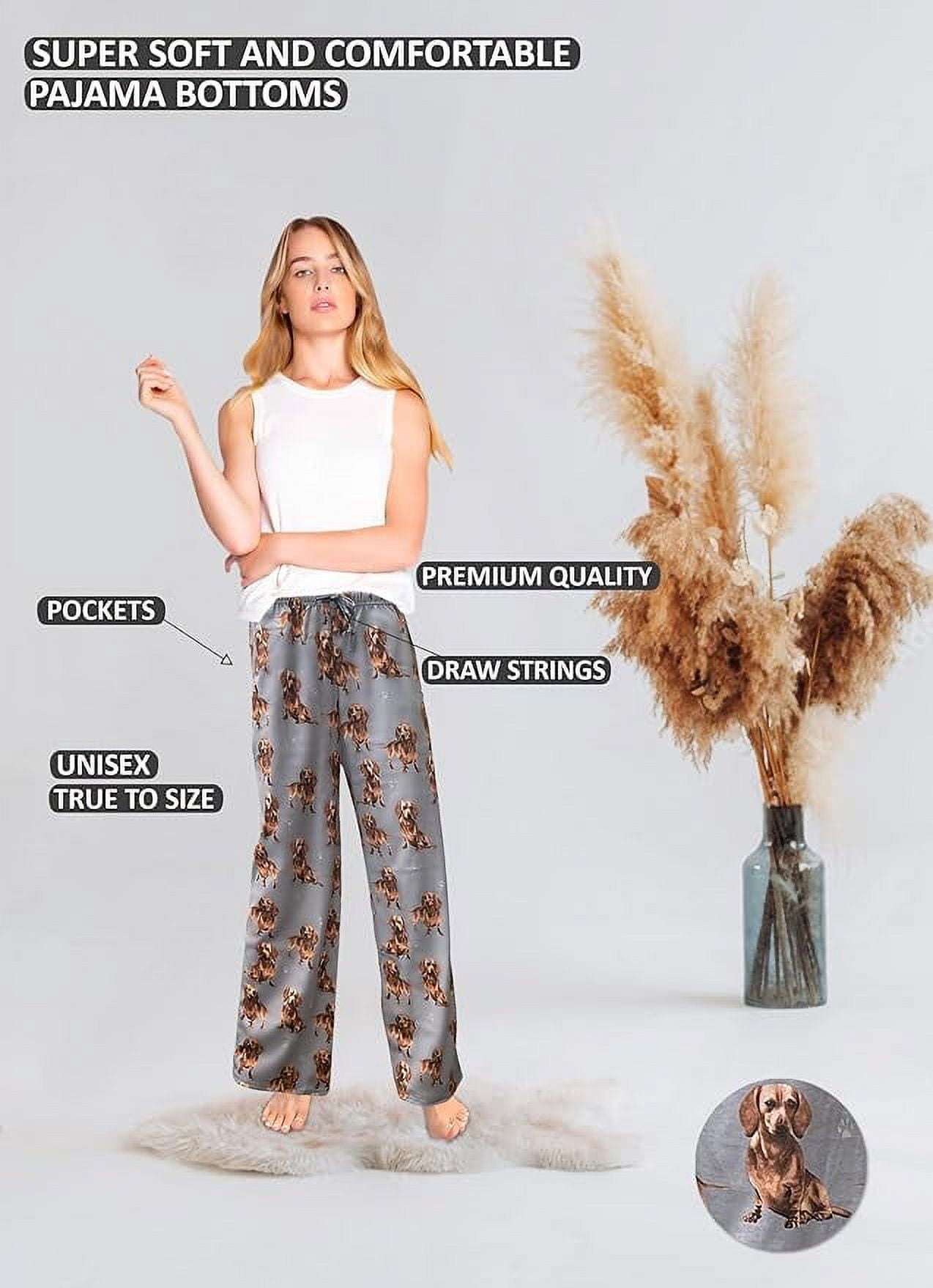 E & S Imports Women's #09 Dachshund Dog Lounge Pants - Pajama Pants Pajama Bottoms - Medium