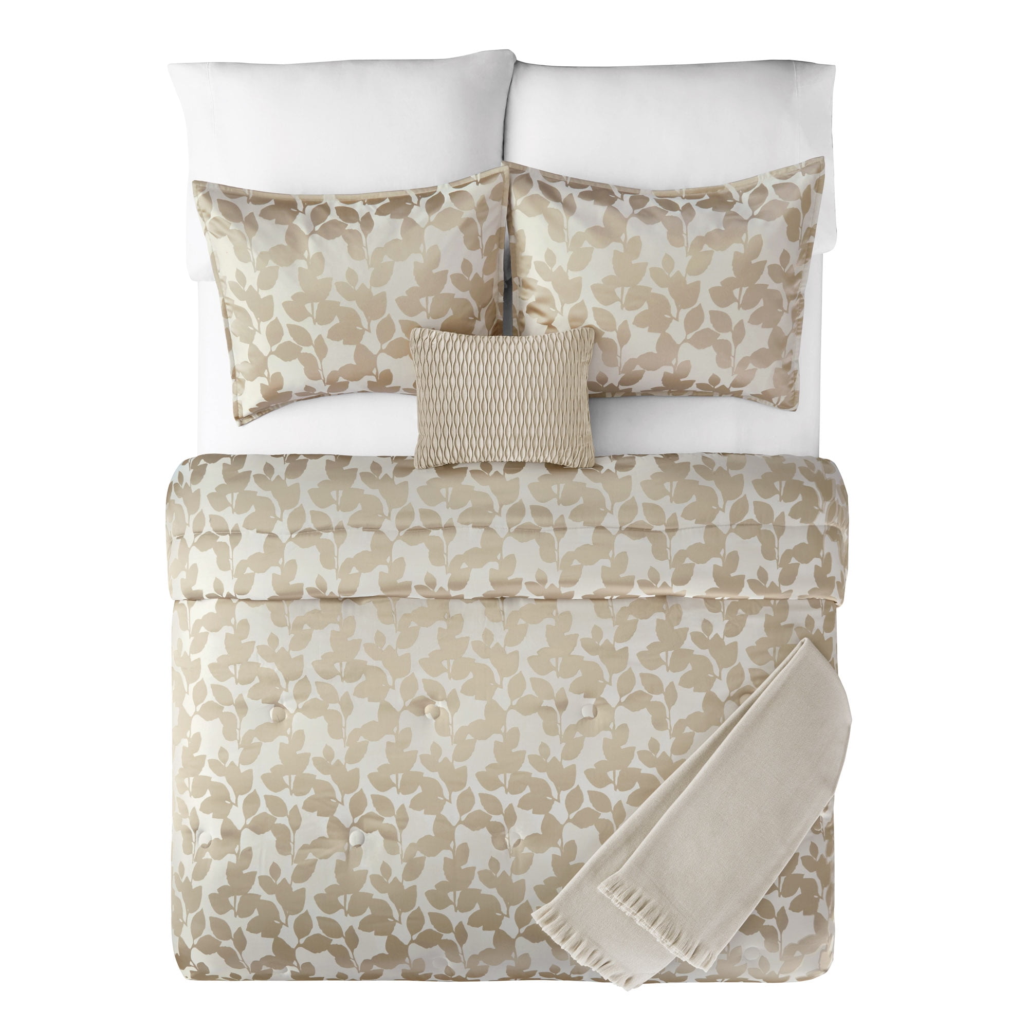 Mainstays 5-Piece Gold Floral Comforter Set, King