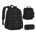 thumbnail image 2 of Naloa Buffalo Plaid Dark Green Print Large Capacity Backpack Lunch Bag Pencil Case Combination 3 Piece Set for Student, 2 of 8