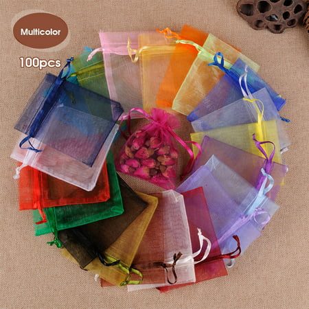 100pcs Multi-Color Organza Mesh Gift Bags Wedding Party Jewllery Candy Pouch