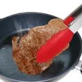 thumbnail image 5 of Pinzas de cocina (rojas), pinzas de cocina con bloqueo de acero inoxidable de primera calidad con puntas de silicona, pinzas antideslizantes para alimentos para cocinar, resistentes, antiadh, 5 of 5