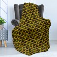 thumbnail image 4 of Yellow Damask Soft Flannel Fleece Throw Blanket, Renaissance Pattern Inspired Wave Shaped Leaves, Cozy Plush for Indoor and Outdoor Use, 50" x 60", Dark Green Yellow, by Ambesonne, 4 of 5
