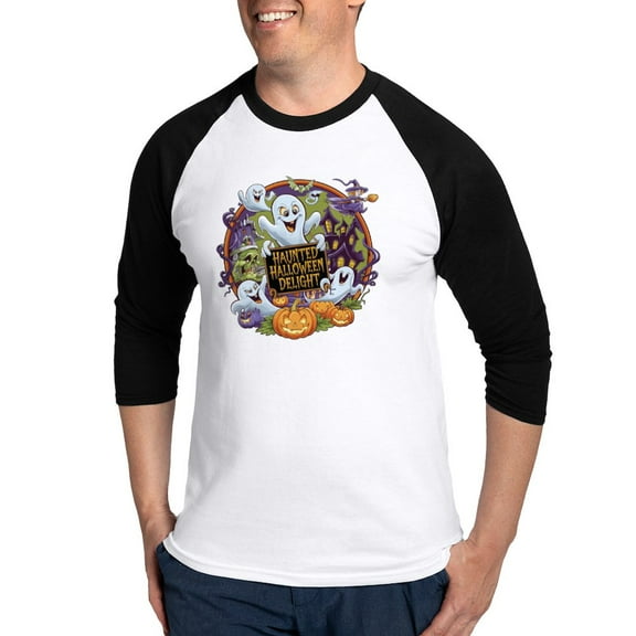CafePress - Haunted Halloween Delight: Spooky Seasonal Design - Cotton Baseball Jersey, 3/4 Raglan Sleeve Shirt