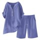 thumbnail image 4 of Conjuntos de 2 piezas para mujer: blusa de pierna ancha y pantalones elásticos, camisa informal de manga corta, ropa urbana de moda para el verano, 4 of 6