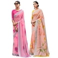 thumbnail image 1 of Pack of Two Saree for Women Printed Cotton Silk Indian Wedding Sari | Diwali Gift Ethnic Sarees Combo, 1 of 1