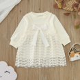 thumbnail image 2 of Sngxgn Girls Long Sleeve Stretchy Dress A line Twirly Skater School Party Dress(White,100), 2 of 5