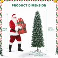 thumbnail image 2 of 7.5ft Pre-Lit Snow Flocked Artificial Christmas Tree | White Lighted Slim Pencil Xmas Tree with 250 Warm White Lights, Pine Cones, Foldable Stand, 8 Lighting Modes, 2 of 8
