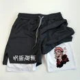 thumbnail image 3 of pantalones cortos de compresión 2 en 1 para hombres, pantalones cortos de rendimiento de Anime Jujutsu Kaisen, pantalones cortos de gimnasio deportivos de baloncesto con bolsillos, 3 of 5