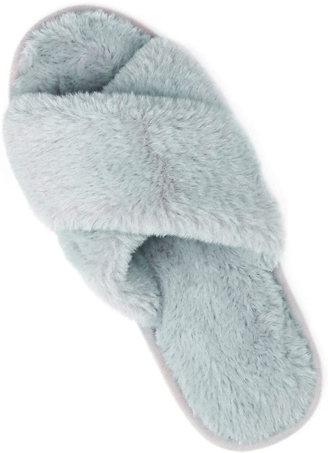 fluffy cross band slippers