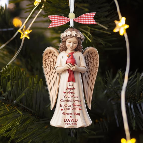 In Angels' Arms You Were Carried Away Memorial Ornament, Cardinal Sympathy Gift, Loss of Loved One, Remembrance Keepsake, Cardinal Christmas