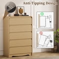 thumbnail image 6 of Modern 5 Drawers Dresser, 45.9" Tall Chests of Drawers with Curved Edge, Wood Closet Storage Organizer for Bedroom, Living Room, Hallway, Natural Oak, 6 of 10