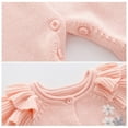 thumbnail image 4 of Mercatoo 𝐍ewborn I𝐧fant Baby Girl Knitted Sweater Romper Long Sleeve Jumpsuit Outfit with Warm Hat Set Baby Fall Clothes, 4 of 5