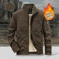 thumbnail image 4 of ZQUUVOU Men's Jackets Solid Color Turndown Collar Long Sleeve Hoodless Outwear with Zipper (Coffee,2XL), 4 of 6