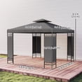 thumbnail image 3 of Outsunny Pavillon à Auvent 10 x 10 Pi, Pavillon Extérieur à Double Toit, Gris Foncé, 3 of 10