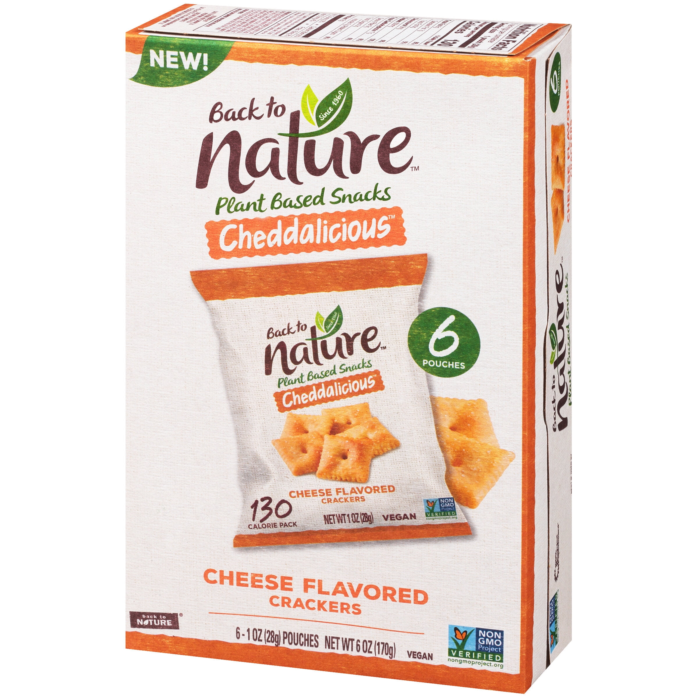 Back To Nature Cheddalicious Cheese Flavored Crackers 6 1 Oz Pouches Walmart Com Walmart Com