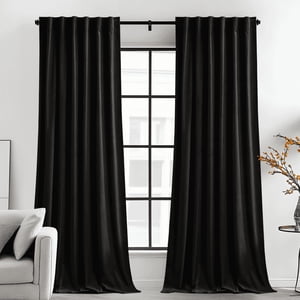 NICETOWN Blackout Velvet Curtain Panels, 52" x 84", Black, 2-Piece