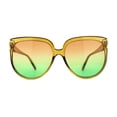 thumbnail image 1 of Womens Oversize Nerdy Round High Temple Horn Rim Sunglasses Green Brown Green, 1 of 4