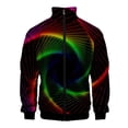 thumbnail image 3 of Chaqueta con cuello alto y estampado 3D de espirales de colores, abrigo de moda para primavera y otoño, chaquetas de gran tamaño con cremallera, ropa de abrigo para hombre, 3 of 5