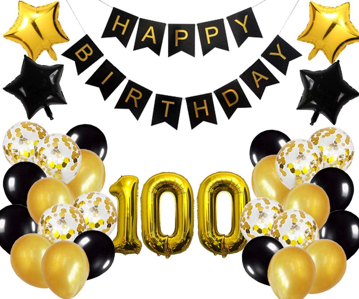 Supplies Glitter 100 Years Old Woman or Man Party Decorations Gold Happy 100th Birthday Banner 