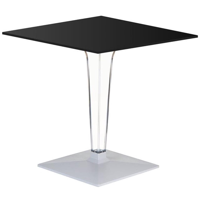 Siesta ISP550H60-BLA 24 in. Ice HPL Top Square Dining Table with Transparent Base, Black