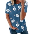 thumbnail image 1 of Blusa suelta de manga corta con cuello redondo y estampado a la moda para mujer Pompotops hfajkhk129722, 1 of 4