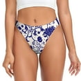 thumbnail image 1 of Fotbe Blue And White Porcelain Pattern Tanga Sin Costuras para Mujer con Estampado – Panties Invisibles, Transpirables y Cómodos para Uso Diario-Large, 1 of 6