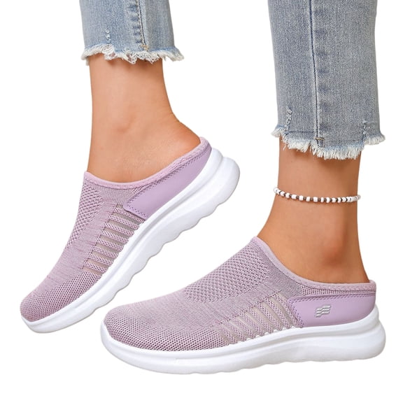 YOUYEDIAN Orthopedic Shoes for Women Arch Support Sneakers Wide Width Non Slip Slip on Volleyball Shoes Mesh Stretch Comfort 2026 Foam Shoes (Pink)