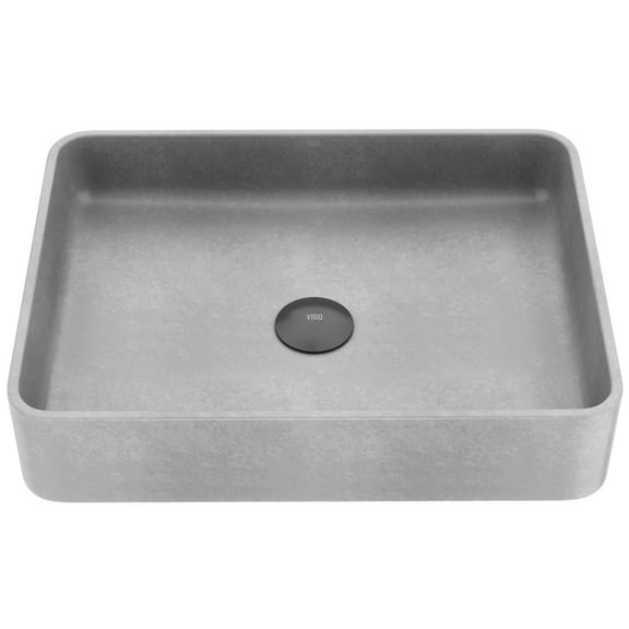 VIGO Tarragona Gothic Gray Concreto Stone 19 in. L x 14 in. W x 4 in. H Rectangular Vessel Bathroom Sink