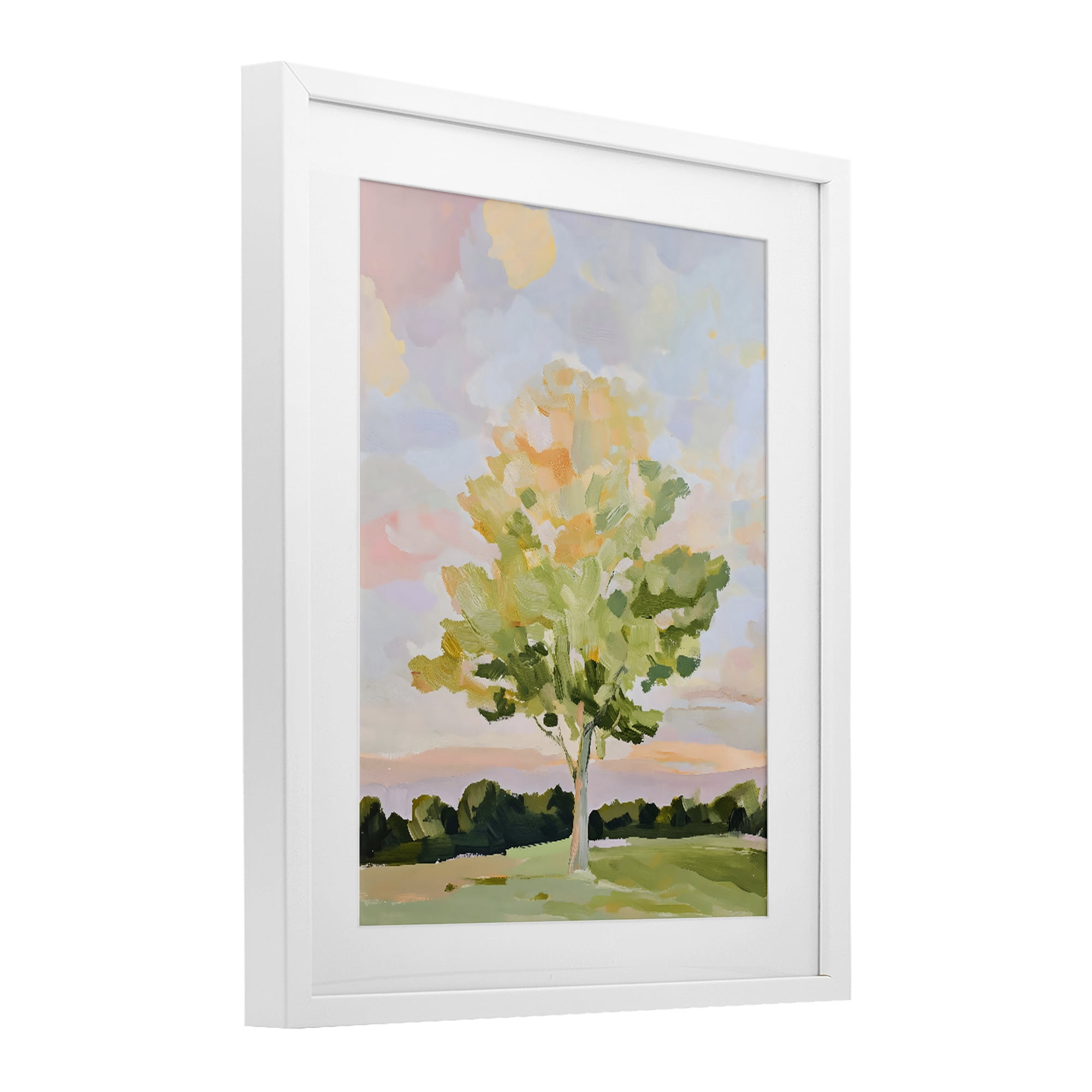 Stupell Industries Sunlit Tree Landscape Impression White Framed Print Under Glass, design by The Prints Vibe