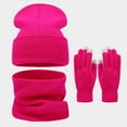 thumbnail image 2 of Hat Scarf Glove Set For Women Beanie Hats Warm Winter Glove Knitting Beanie Hat Touch Screen Gloves Cold Weather Outdoor Activities Solid Color, 2 of 6