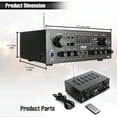 thumbnail image 2 of PYLE PTA24BT - Compact Bluetooth Home Audio Amplifier, 2-Ch. Audio Source Stereo Receiver System with FM Radio, MP3/USB/SD/AUX Playback (250 Watt), 2 of 6