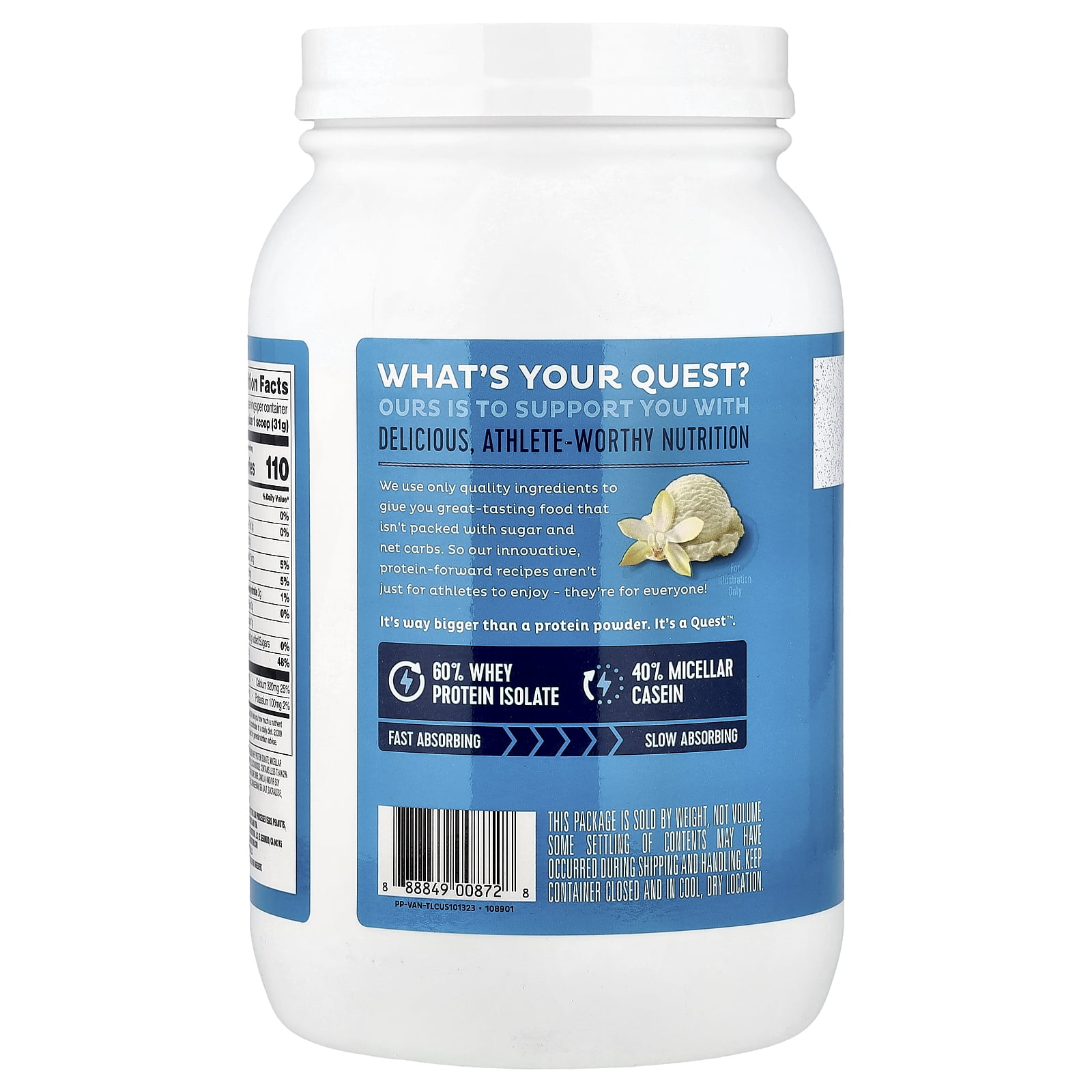 Quest Protein Powder, Vanilla Milkshake, 24g Protein, 3lb, 48oz