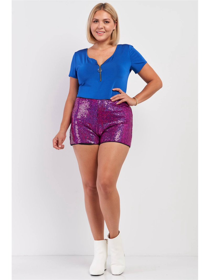 Women's Plus Size Rhinestone Glitter Mini Shorts – High Waisted, Skinny Fit, Party Going Out Shorts