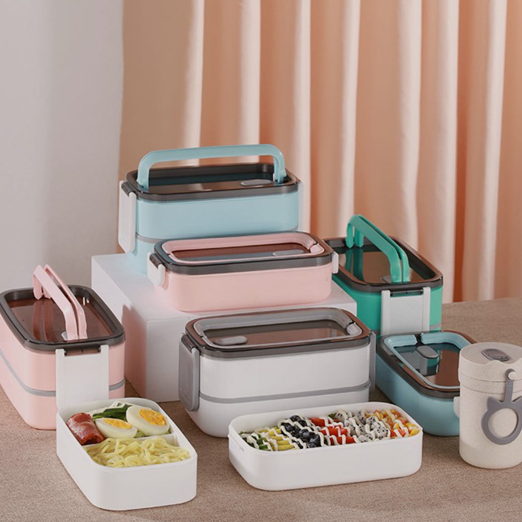 XMMSWDLA Luncheaze Lunch Box Pink Lunch Boxplastic Lunch Box Office Car Can  Microwave Oven Heating Compartment Double Layer Lunch Box Lunch Box