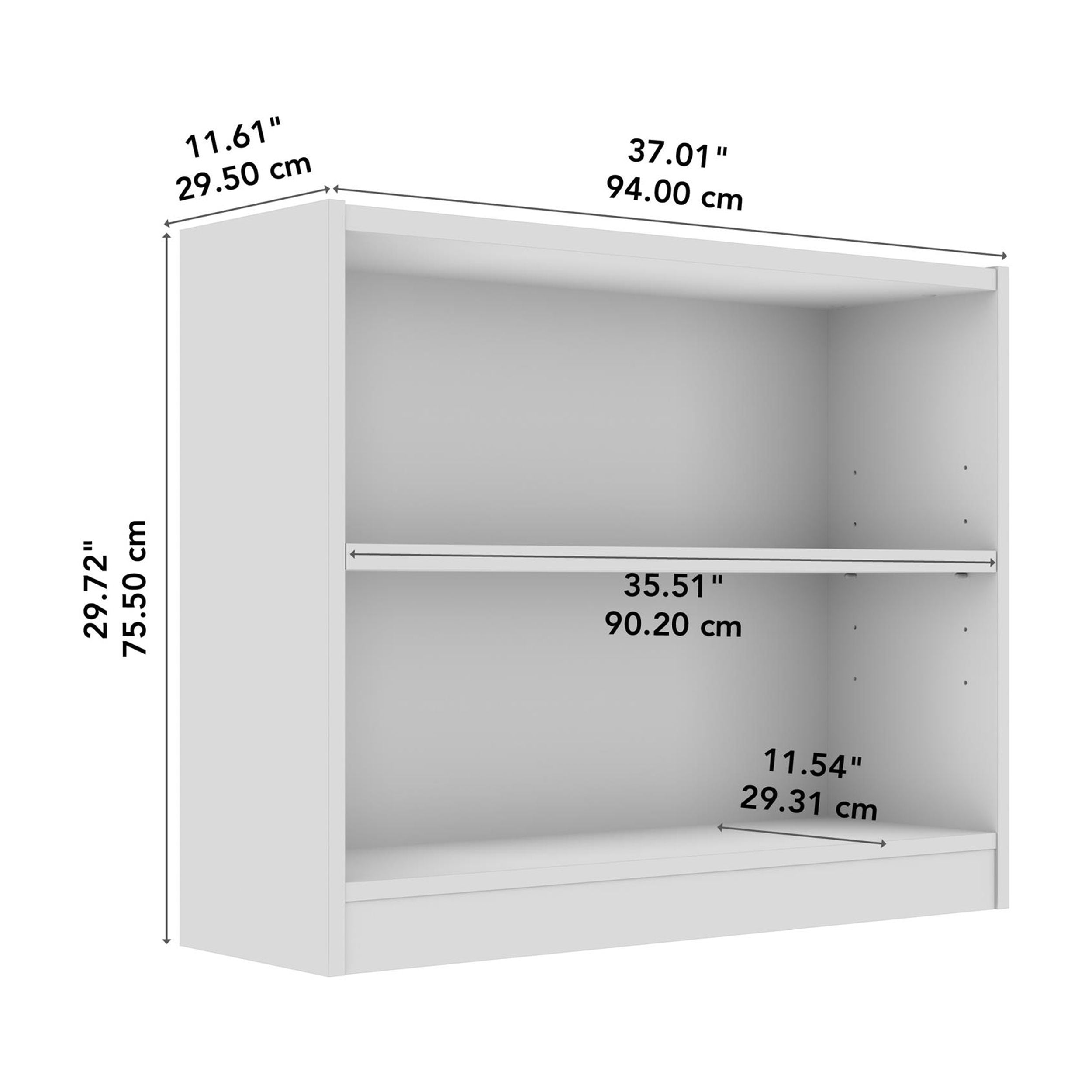 Universal Small 2 Shelf Bookcase in Platinum Gray - Engineered Wood