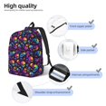 thumbnail image 3 of Disketp mushroom rainbow color Skull print Canvas Backpack Lightweight Travel Daypack Student Rucksack Laptop Backpack-, 3 of 5