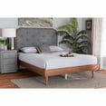 thumbnail image 3 of Baxton Studio Garron Gray Fabric and Walnut Brown Wood King Size Platform Bed, 3 of 23