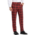 thumbnail image 5 of INSPIRE CHIC Men's Plaid Regular Fit Flat Front Classic Elastic Waist Suit Pants 38 Red, 5 of 7