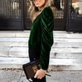 thumbnail image 4 of Velvet Top for Women's Elegant Puff Long Sleeve Shirt Casual Mock Neck Vintage Glitter T-Shirt Blouse, 4 of 5