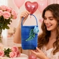 thumbnail image 4 of hulanddfd Valentine's Day Tote Bag - 4.33x10.24 in Blue Flower Bouquet Handbag Flower Arrangement Box for Party Decor and Daily Use Gifts for Women, 4 of 6