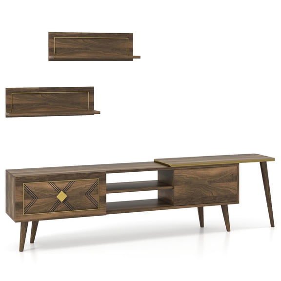 Kadyn Mid-century Modern TV Stand with Open Compartments for TVs up to 85 Inch, Entertainment Center for Living Room, Home Office, Walnut