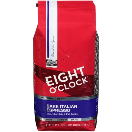 Dark Espresso Beans - Eight O'Clock Dark Italian Espresso Roast Whole Bean Coffee, 32 oz Bag