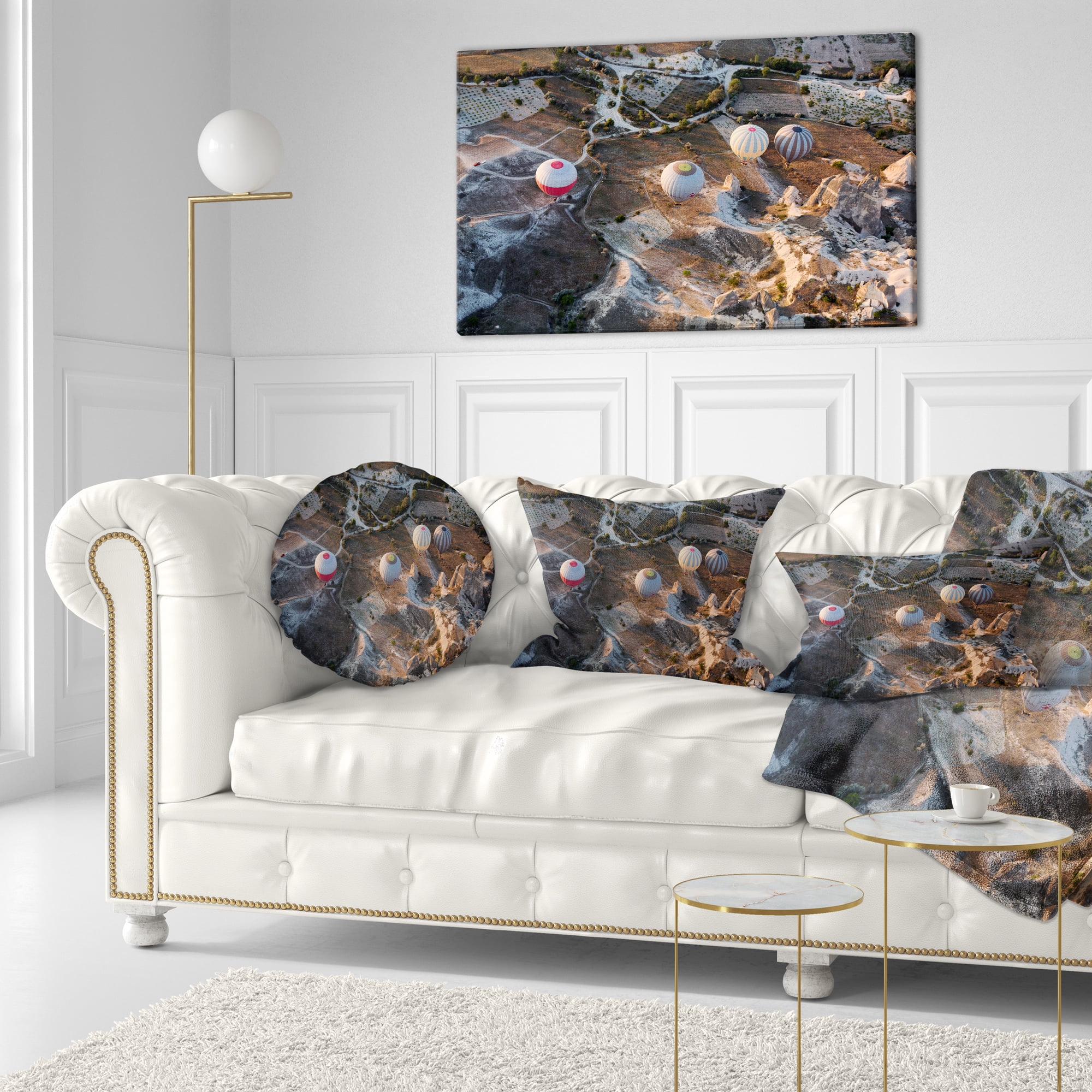 Designart Flight with Balloons at Sunrise - Landscape Printed Throw Pillow - 12x20