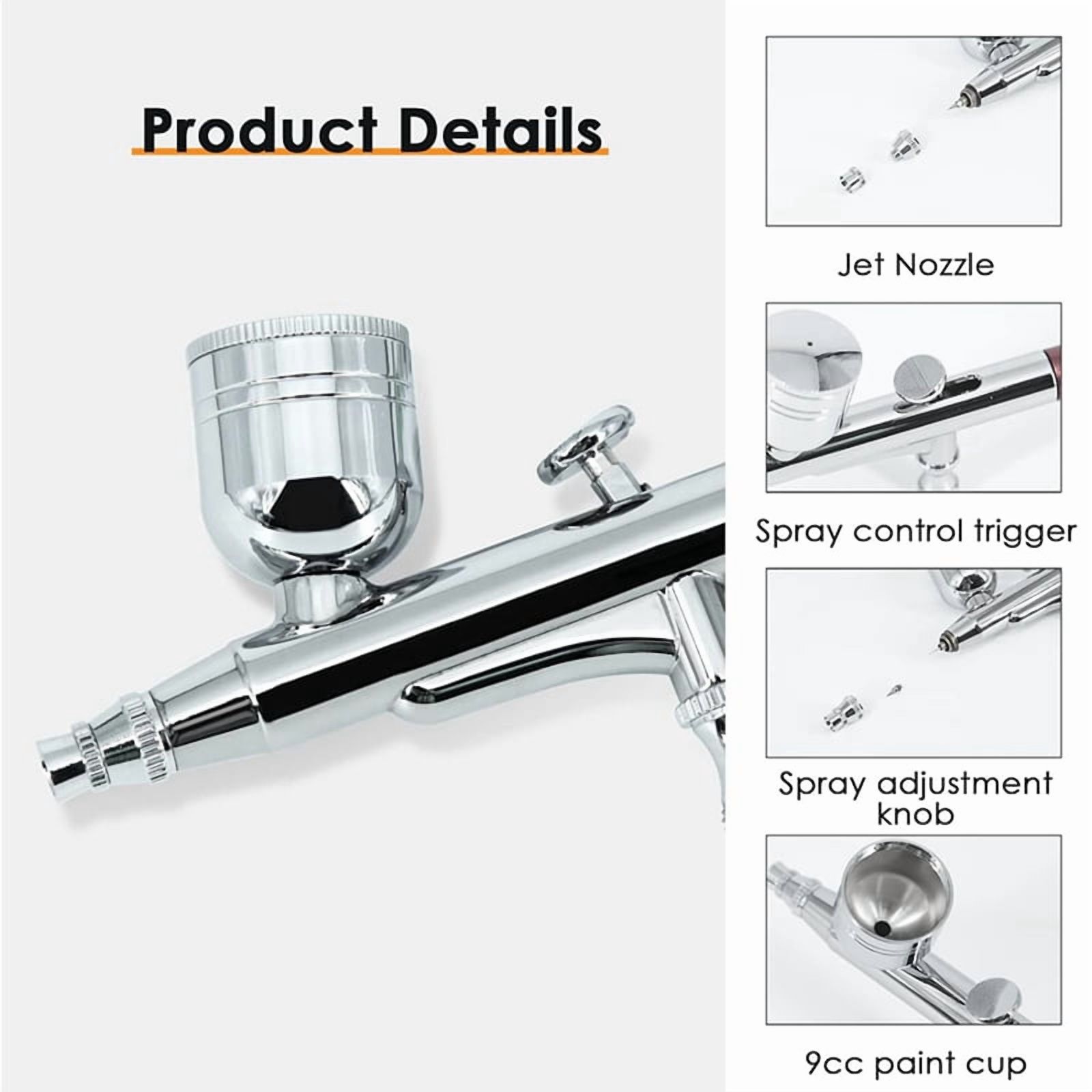 Airbrush Kit Dual-Action Airbrush with 0.3/0.5mm Needles Set 20cc/40cc Cup Air Hose and Cleaning Kit1 x Airbrush Kit (refer to the main picture for detailed accessories)
